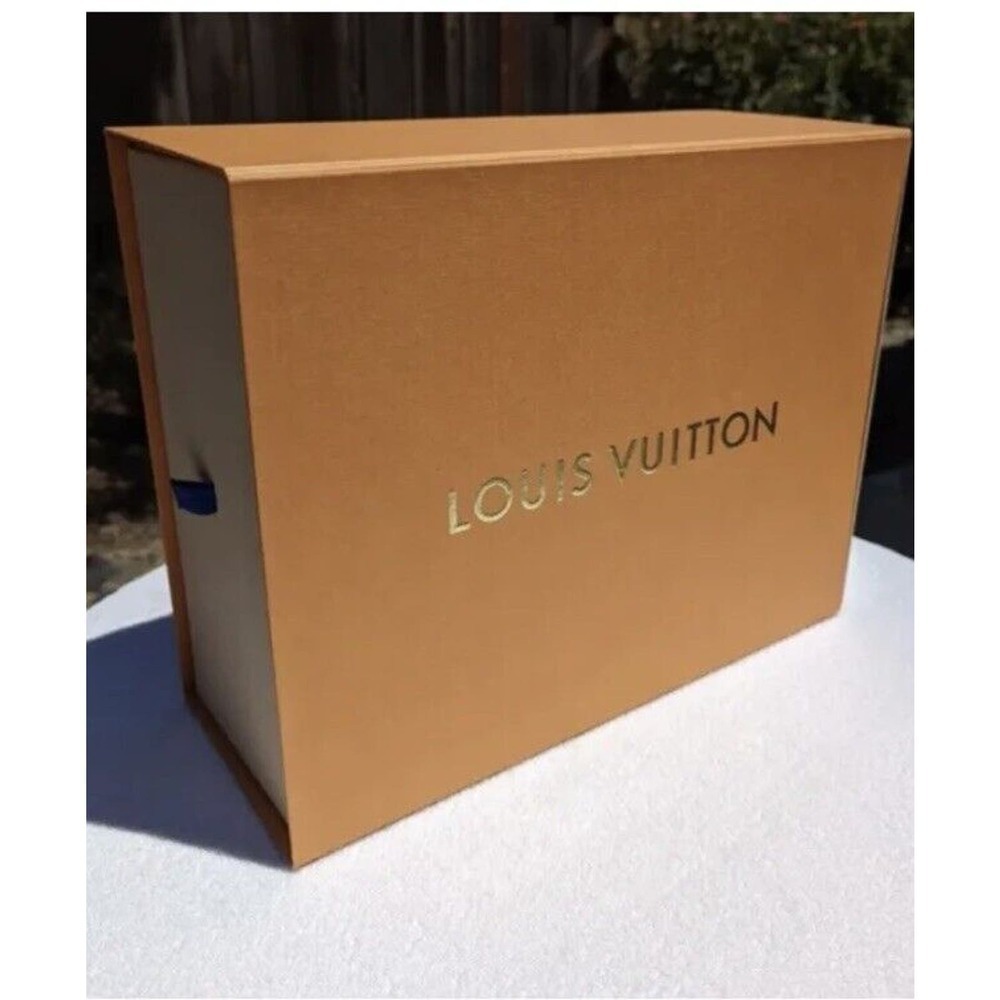 LOUIS VUITTON Empty Gold Font Shoe Box 14 x 11 x 6 Very RARE Purse Stora…